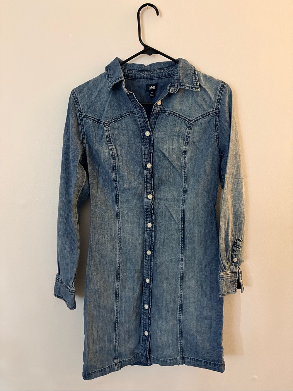 Lee Long Light Blue Denim Shirt Dress Jacket